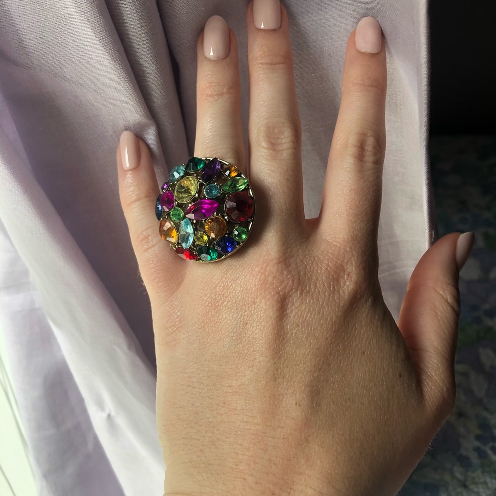 Rainbow Gem Large Fashion Ring